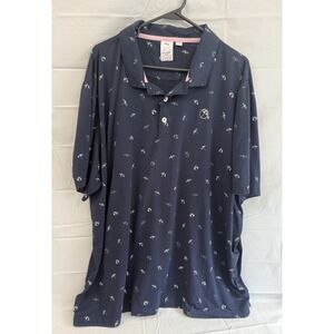 Puma X Arnold Palmer Polo Shirt Mens XXL Navy Umbrella Graphic Short Sleeve Golf